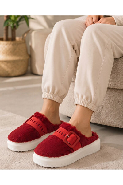 Enes Ayakkabıcılık Women's furry fluffy buckle home slippers warm comfortable...