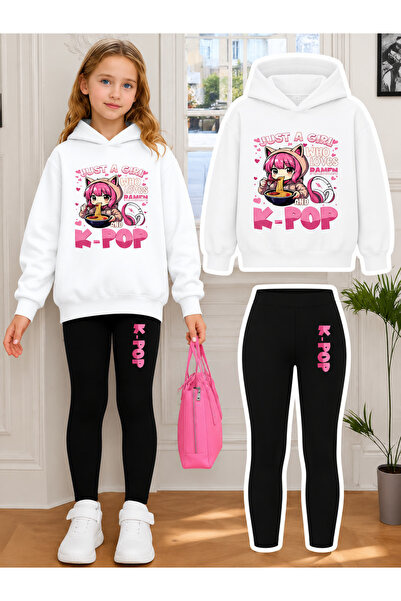Cevval Girl's Crew Neck Sweatshirt and Leggings Set