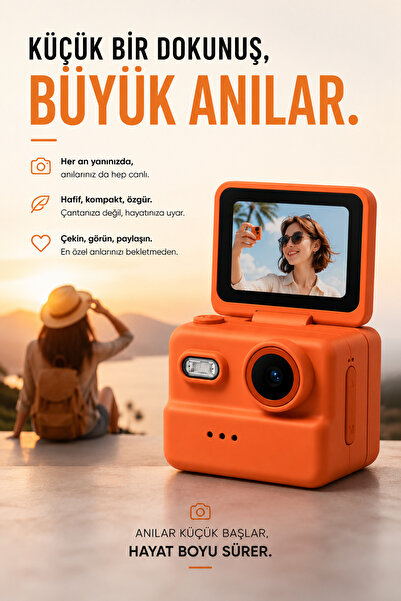 beemen M01 Retro Mini Dijital Kamera 1080P Video 1.47 İnç 180° Açılır Ekran 16X Dijital Zoom LED Işık Selfie Vlog Kamera