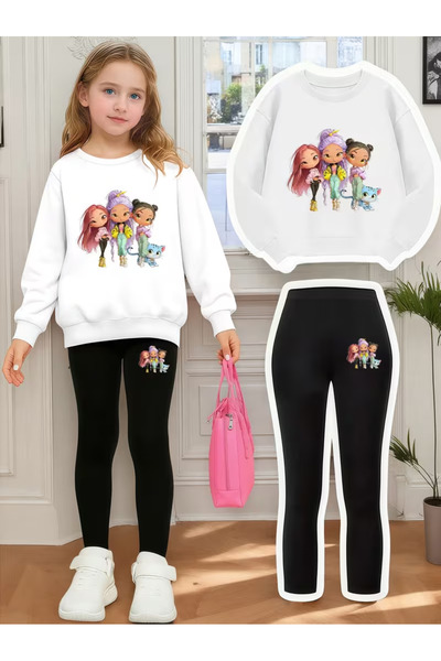 Cevval Girl's Crew Neck Sweatshirt and Leggings Set