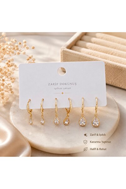 Aleda Steel Multi Drop Model Earrings