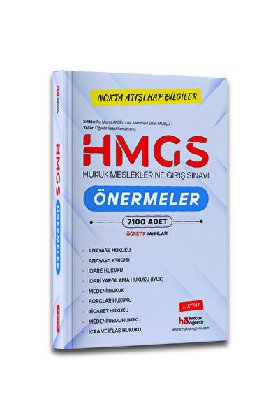 hukuk öğretir 2027 HMGS Önermeler 2 Cilt – Hukuk Mesleklerine Giriş Sınavı – 7100 Hap Bilgi Son Tekrar