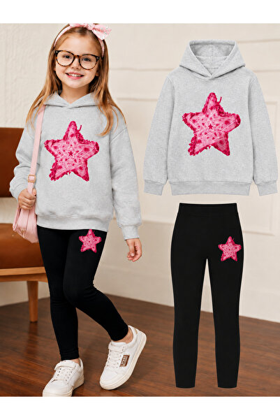 Cevval Girl's Crew Neck Sweatshirt and Leggings Set
