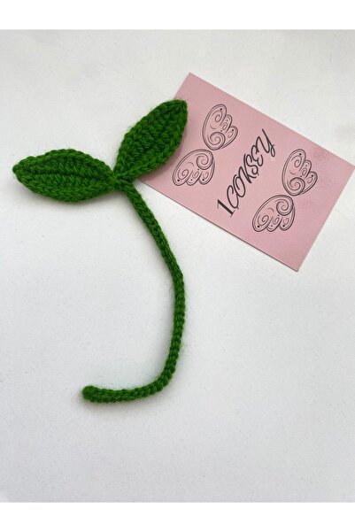 1çokşey Crochet Yaprak Kulaklık Süsü | Çimen Yeşili El Örgüsü Yaprak