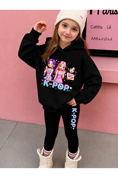 Cevval Girl's Crew Neck Sweatshirt and Leggings Set