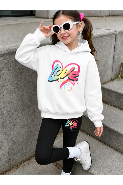 Cevval Girl's Crew Neck Sweatshirt and Leggings Set