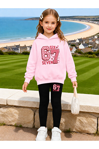 Cevval Girl's Crew Neck Sweatshirt and Leggings Set