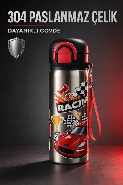Titiz Siply Patterned Stainless Steel School Water Bottle 600ml