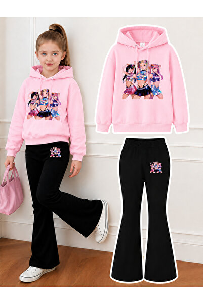 Cevval Girl's Hooded Sweatshirt and Spanish-Cut Leggings Set