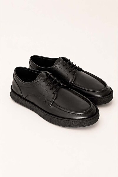 VARNAS Men's Black Genuine Leather Casual Lace-Up Shoes – Mocca