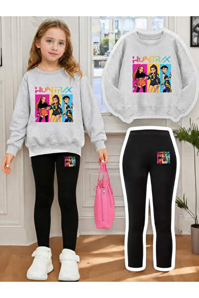 Cevval Girl's Crew Neck Sweatshirt and Leggings Set