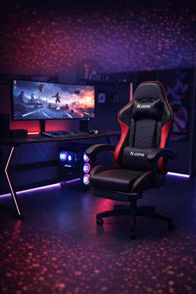 N.zone Professional Ergonomic Gaming Chair with Premium Sporty Design, High B...