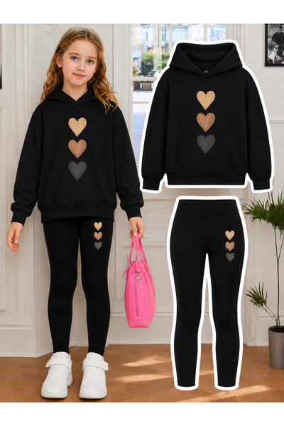 Cevval Girl's Crew Neck Sweatshirt and Leggings Set