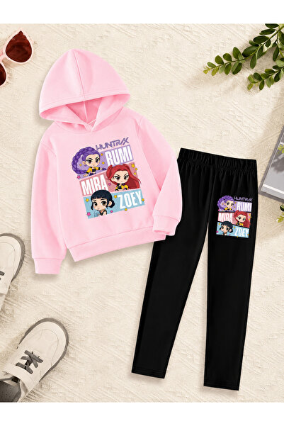 Cevval Girl's Crew Neck Sweatshirt and Leggings Set