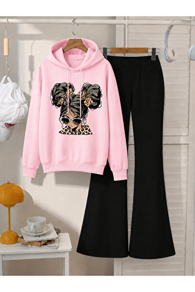 Cevval Girl's Hooded Sweatshirt and Spanish-Cut Leggings Set