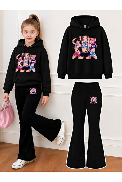 Cevval Girl's Hooded Sweatshirt and Spanish-Cut Leggings Set