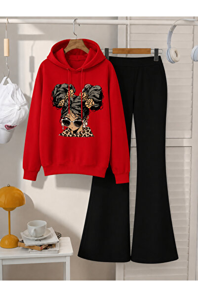 Cevval Girl's Hooded Sweatshirt and Spanish-Cut Leggings Set