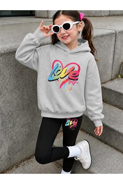 Cevval Girl's Crew Neck Sweatshirt and Leggings Set