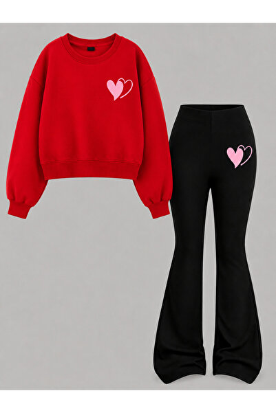 Cevval Girl's Crew Neck Sweatshirt and Spanish-Cut Leggings Set