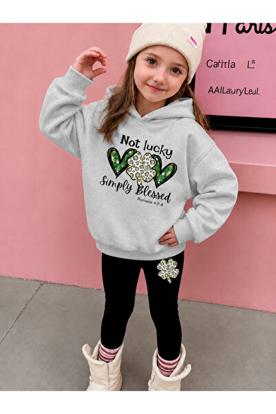Cevval Girl's Crew Neck Sweatshirt and Leggings Set