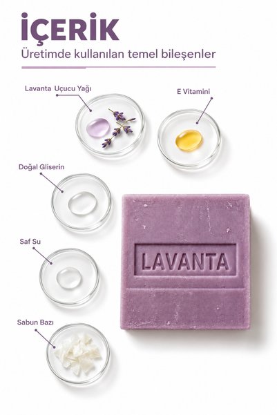ŞİFAKÜR BİTKİSEL SAĞLIK ÜRÜNLERİ Lavender Soap 120 g Lavender Olive Oil Glycerin Hand and Body Soap