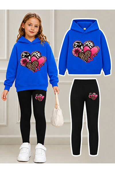 Cevval Girl's Crew Neck Sweatshirt and Leggings Set