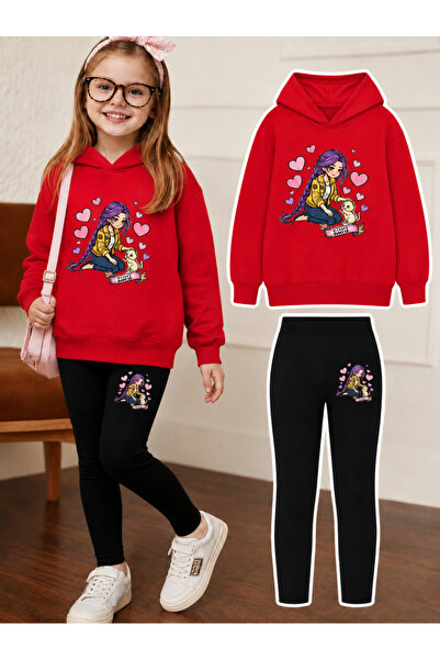 Cevval Girl's Crew Neck Sweatshirt and Leggings Set