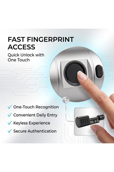 Generic Brand قفل باب ذكي أسود من TTLock، 5 طرق للفتح، تطبيق، بصمة الإصبع، بطاقة IC ومفتاح، نظام دخول آمن للمنزل