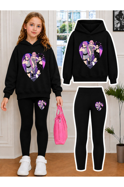 Cevval Girl's Crew Neck Sweatshirt and Leggings Set