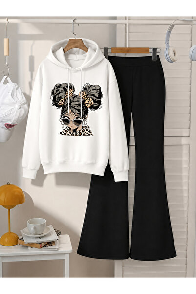 Cevval Girl's Hooded Sweatshirt and Spanish-Cut Leggings Set