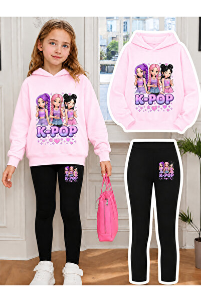 Cevval Girl's Crew Neck Sweatshirt and Leggings Set