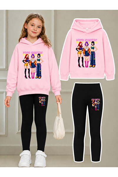 Cevval Girl's Crew Neck Sweatshirt and Leggings Set