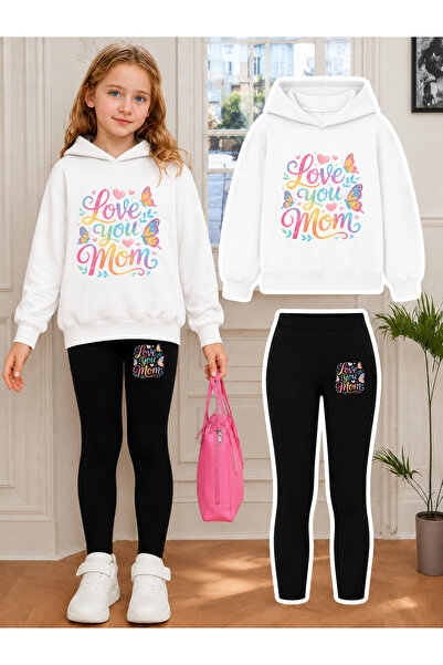 Cevval Girl's Crew Neck Sweatshirt and Leggings Set
