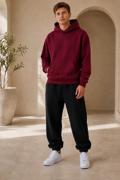 ZEMLİYA Oversize Hoodie Black Jogger Pants 2-Piece Tracksuit Set