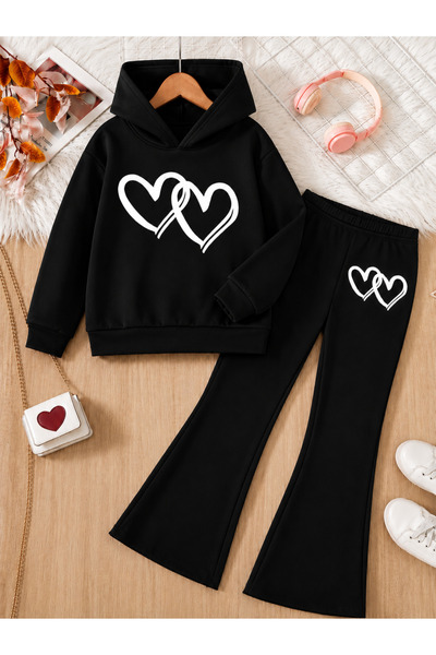 Cevval Girl's Hooded Sweatshirt and Spanish-Cut Leggings Set