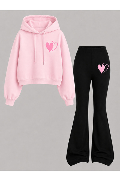 Cevval Girl's Hooded Sweatshirt and Spanish-Cut Leggings Set