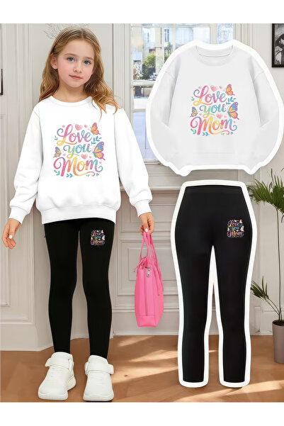 Cevval Girl's Crew Neck Sweatshirt and Leggings Set
