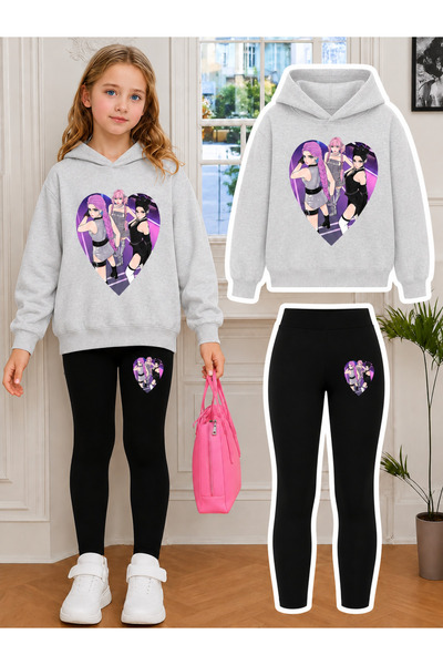 Cevval Girl's Crew Neck Sweatshirt and Leggings Set