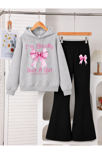 Cevval Girl's Hooded Sweatshirt and Spanish-Cut Leggings Set
