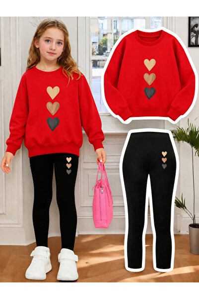 Cevval Girl's Crew Neck Sweatshirt and Leggings Set