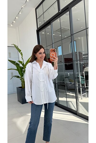 elif teke Knot Button Detailed Std Shirt White