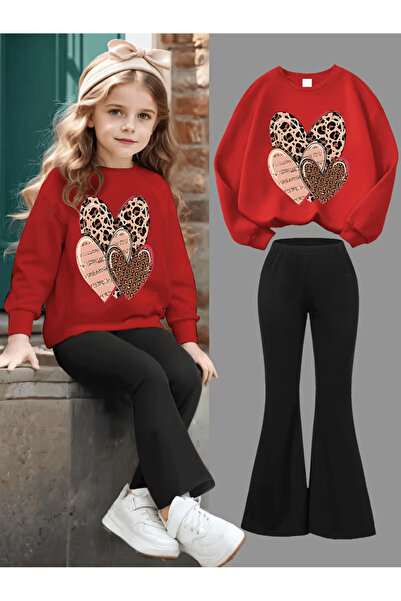 ROOSTER GOLD Girl's Crew Neck Sweatshirt and Spanish-Cut Leggings Set