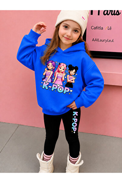 Cevval Girl's Crew Neck Sweatshirt and Leggings Set