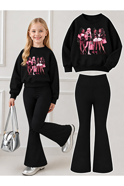 ROOSTER GOLD Girl's Crew Neck Sweatshirt and Spanish-Cut Leggings Set
