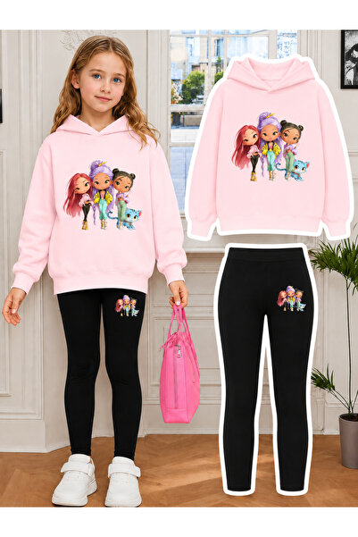 Cevval Girl's Crew Neck Sweatshirt and Leggings Set