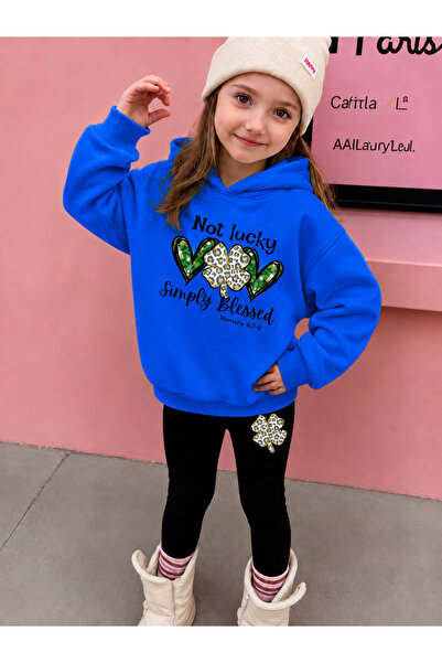 Cevval Girl's Crew Neck Sweatshirt and Leggings Set