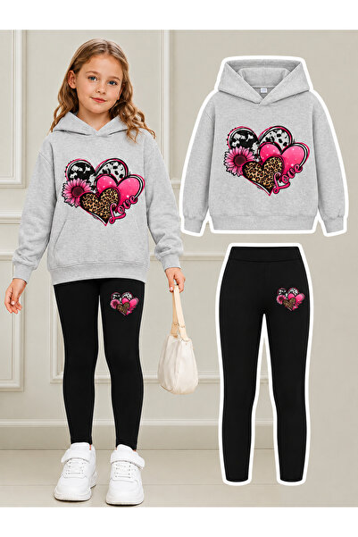 Cevval Girl's Crew Neck Sweatshirt and Leggings Set