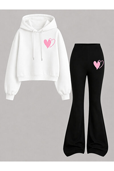 Cevval Girl's Hooded Sweatshirt and Spanish-Cut Leggings Set