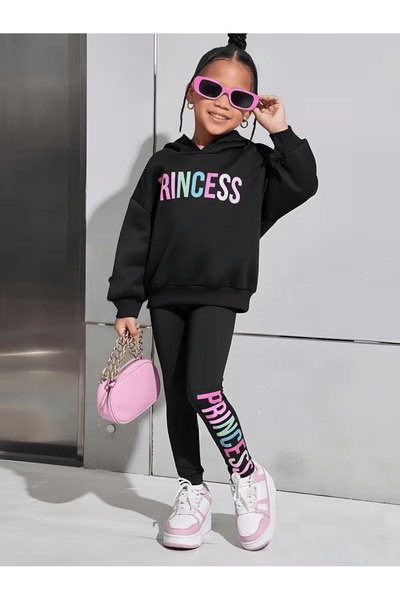 Cevval Girl's Crew Neck Sweatshirt and Leggings Set
