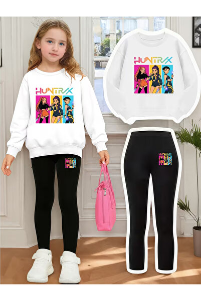 Cevval Girl's Crew Neck Sweatshirt and Leggings Set